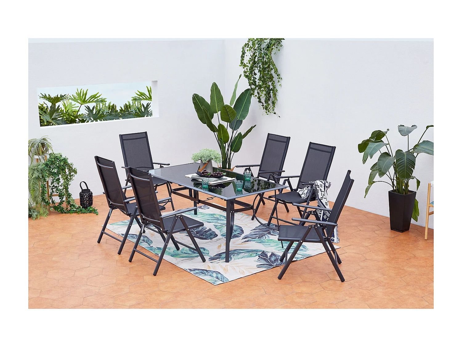 Table de jardin et 6 chaises en aluminium RIMINI