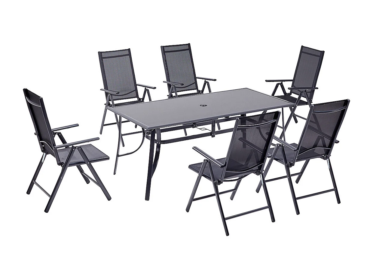 Table de jardin et 6 chaises en aluminium RIMINI