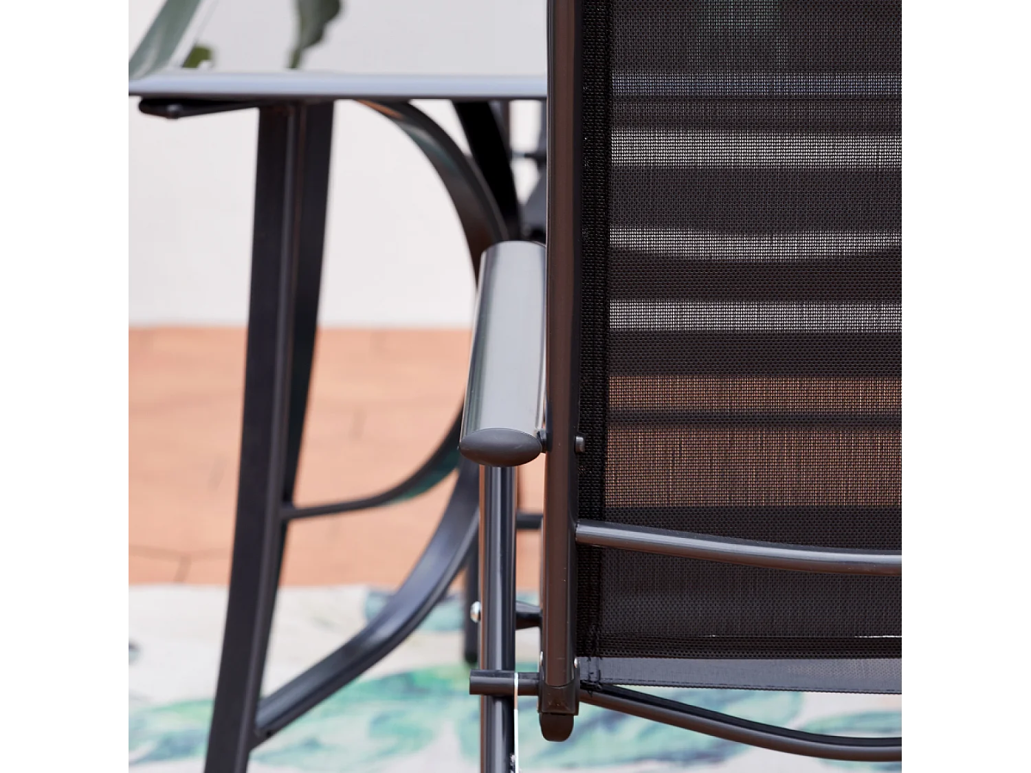 Gartenmöbelset für 6 Personen aus schwarzem Aluminium RIMINI