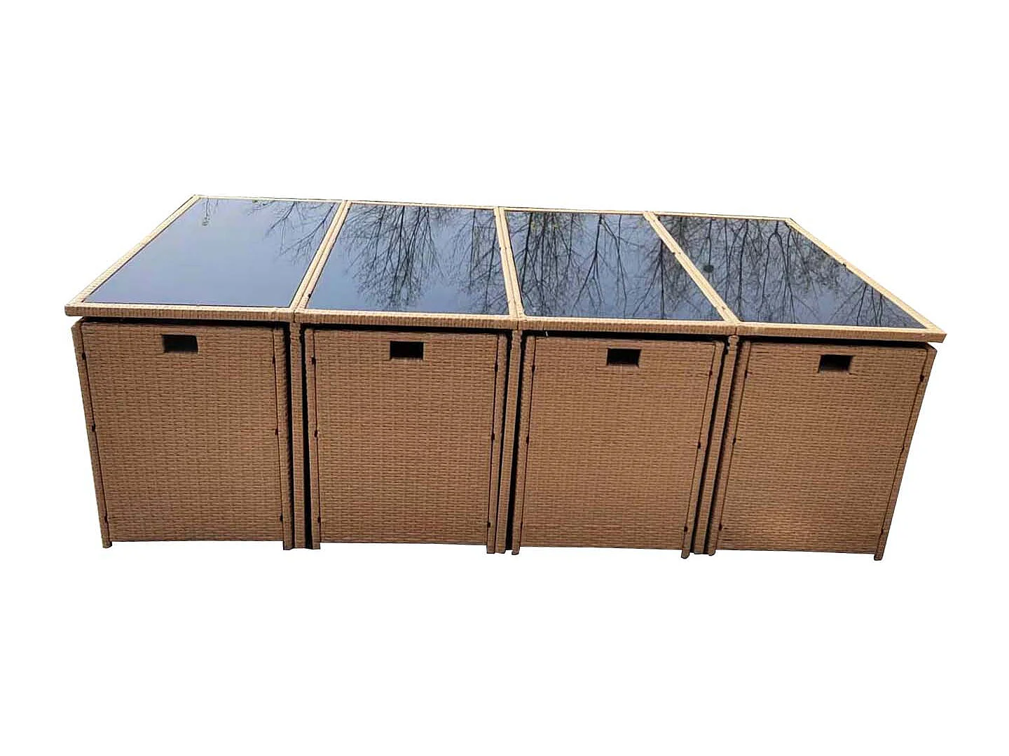 Salón de jardín 12 plazas de resina trenzada natural FLORIDA