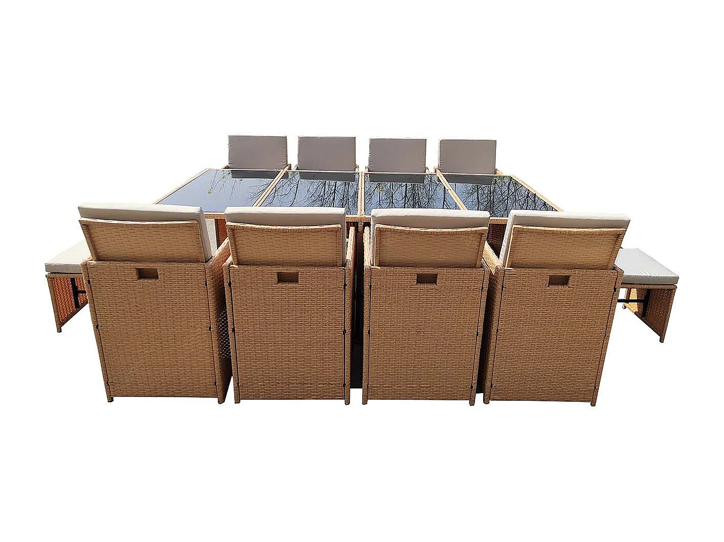 Salón de jardín 12 plazas de resina trenzada natural FLORIDA