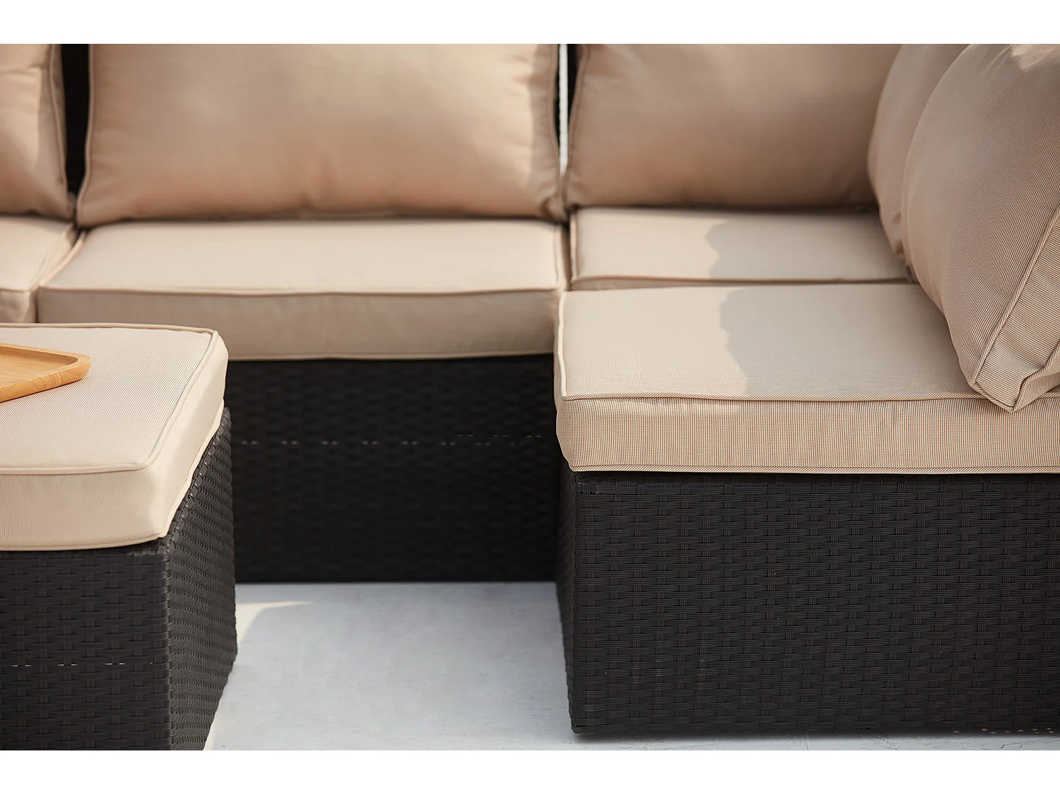 Modulaire 5-zits loungeset van grijs/beige gevlochten kunsthars MILANO - Innovatief en veelzijdig design