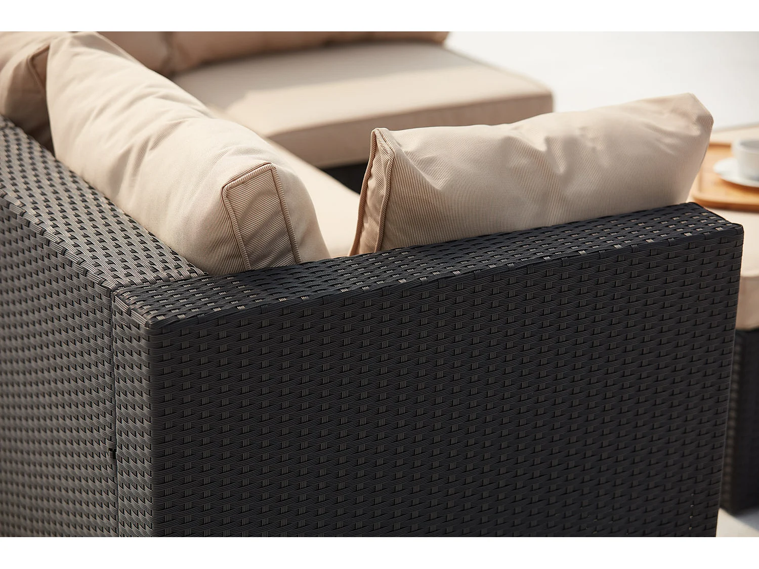 Modulaire 5-zits loungeset van grijs/beige gevlochten kunsthars MILANO - Innovatief en veelzijdig design