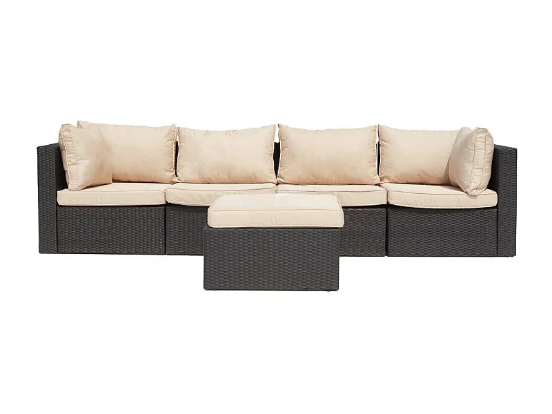 Modulaire 5-zits loungeset van grijs/beige gevlochten kunsthars MILANO - Innovatief en veelzijdig design