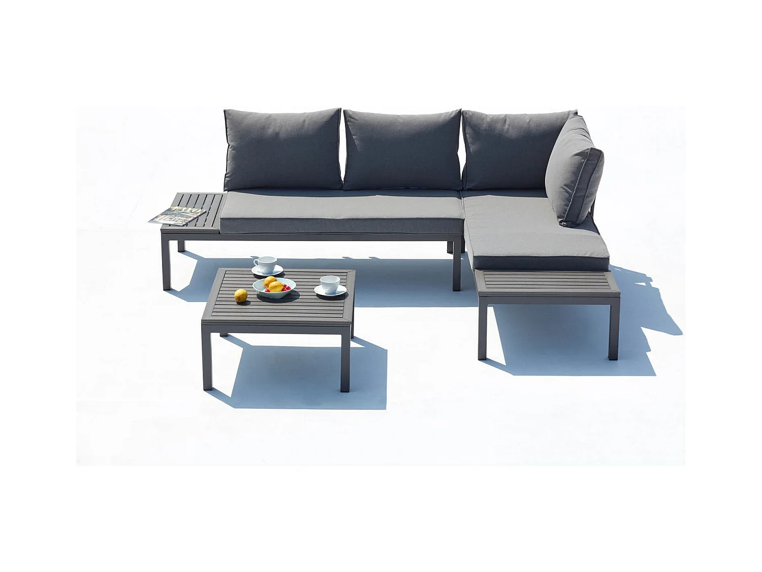 Conjunto de jardín de aluminio y acero gris Oscuro LOLEA