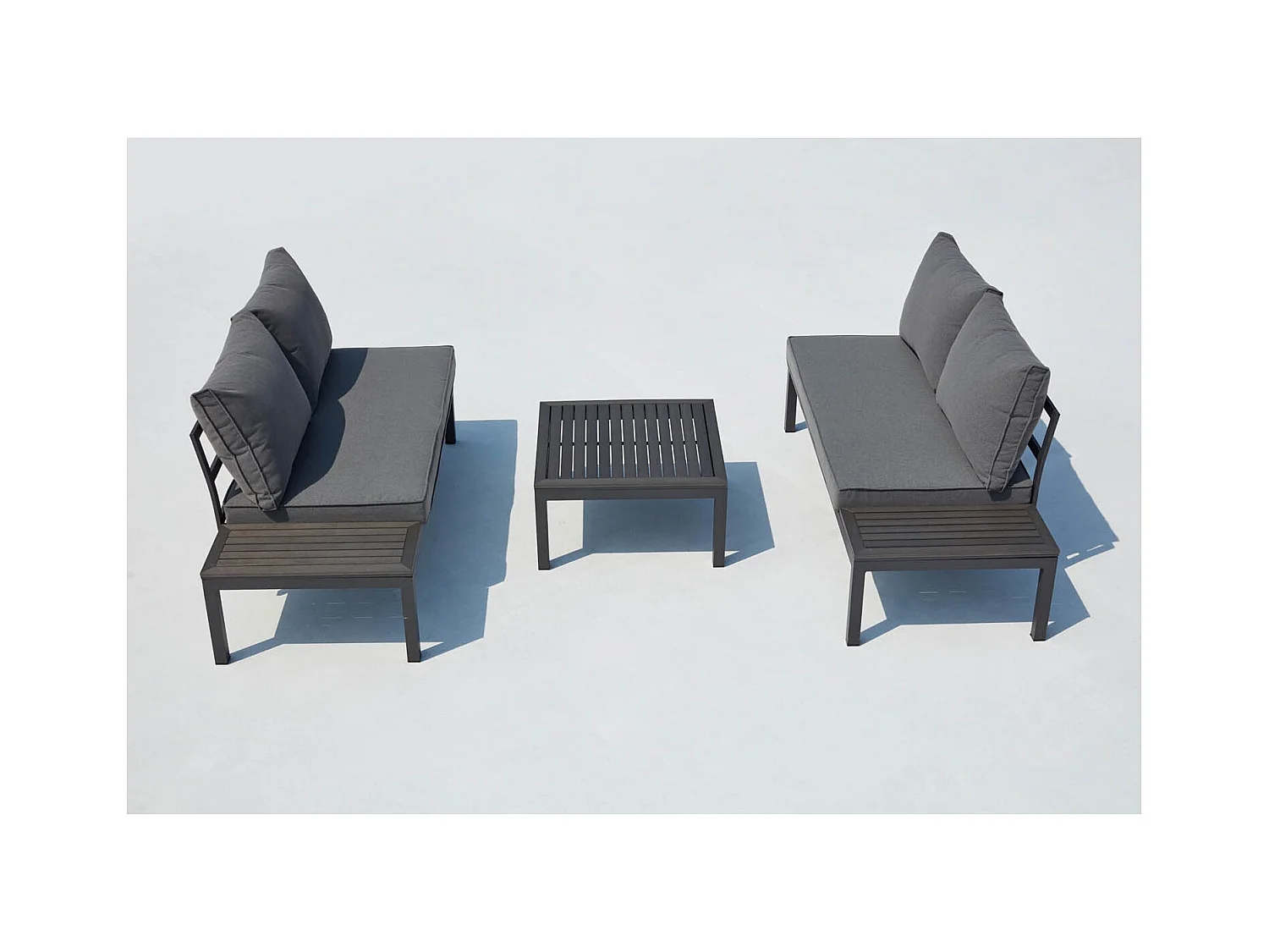 Conjunto de jardín de aluminio y acero gris Oscuro LOLEA