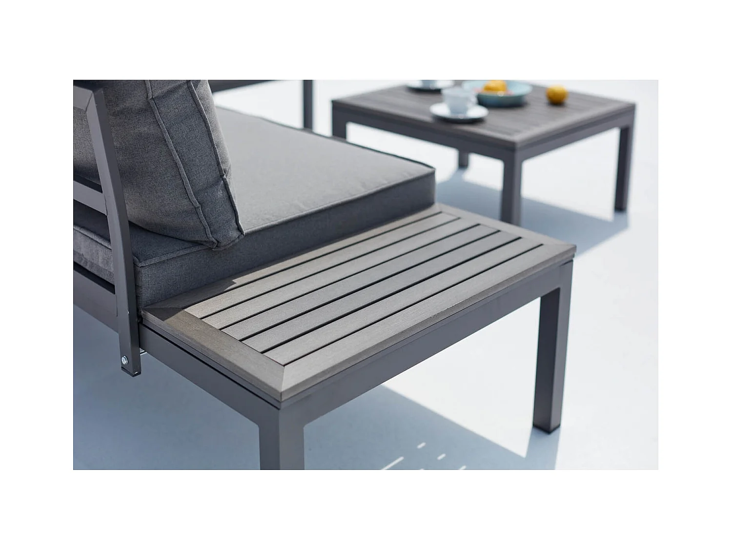 Conjunto de jardín de aluminio y acero gris Oscuro LOLEA