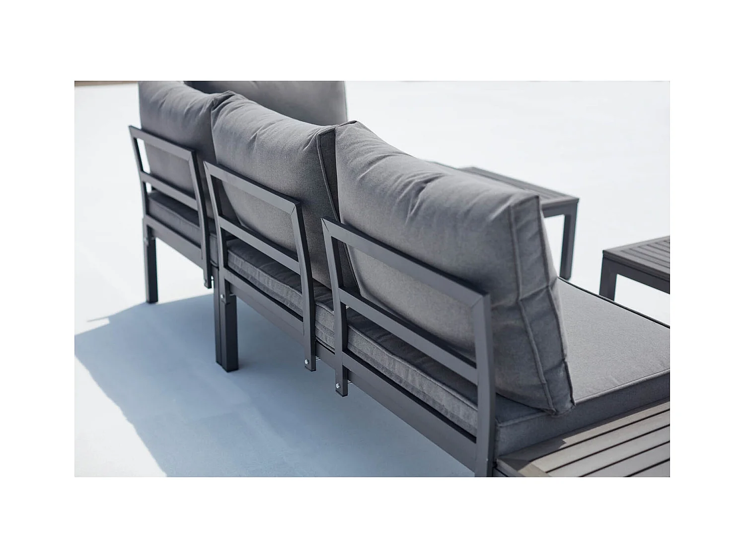 Conjunto de jardín de aluminio y acero gris Oscuro LOLEA