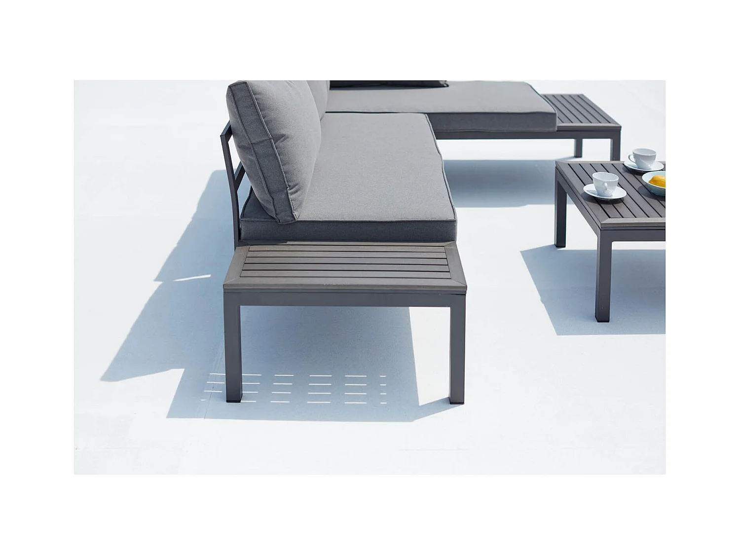 Conjunto de jardín de aluminio y acero gris Oscuro LOLEA