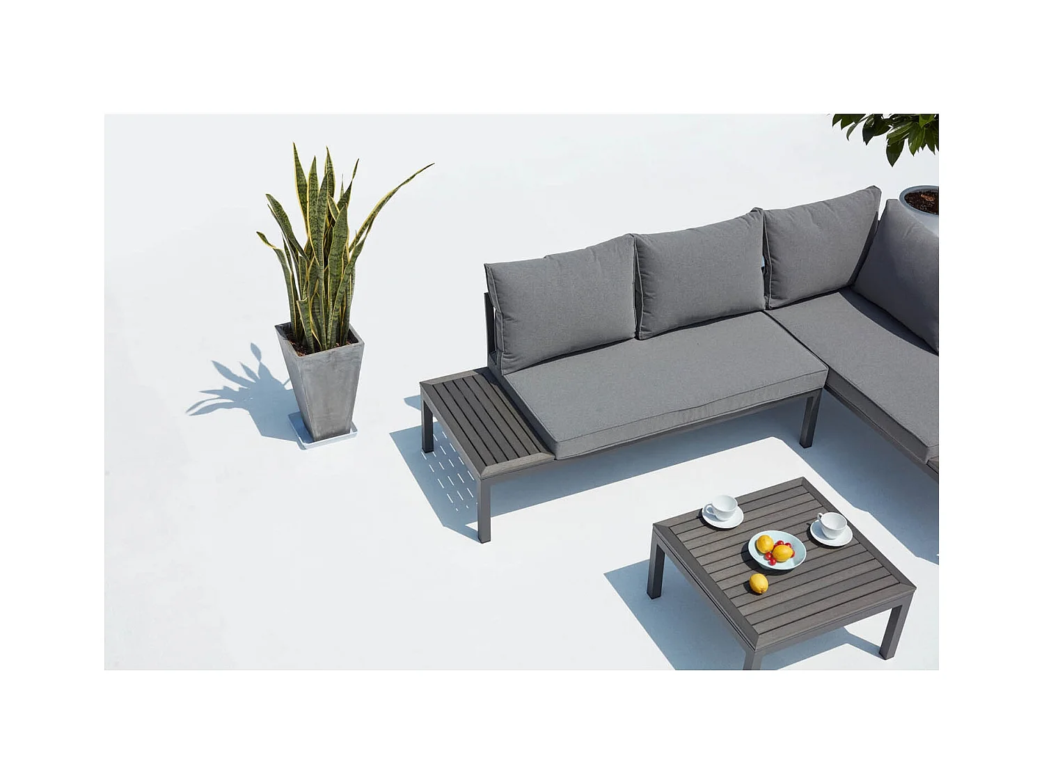 Conjunto de jardín de aluminio y acero gris Oscuro LOLEA