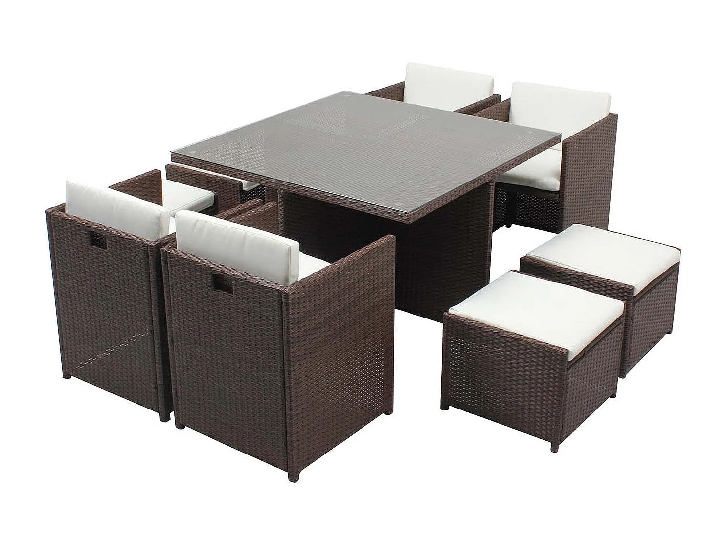 Conjunto de Jardim 8 Lugares em Rattan Sintético Castanho/Branco - Miami Concept-Usine