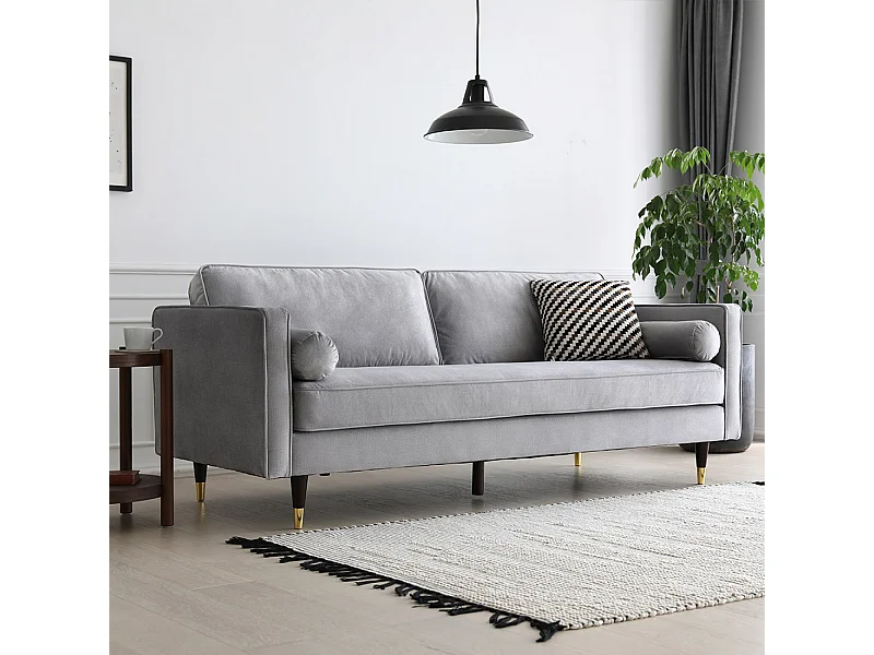 3-Sitzer-Sofa aus Samt, hellgrau  NALHA