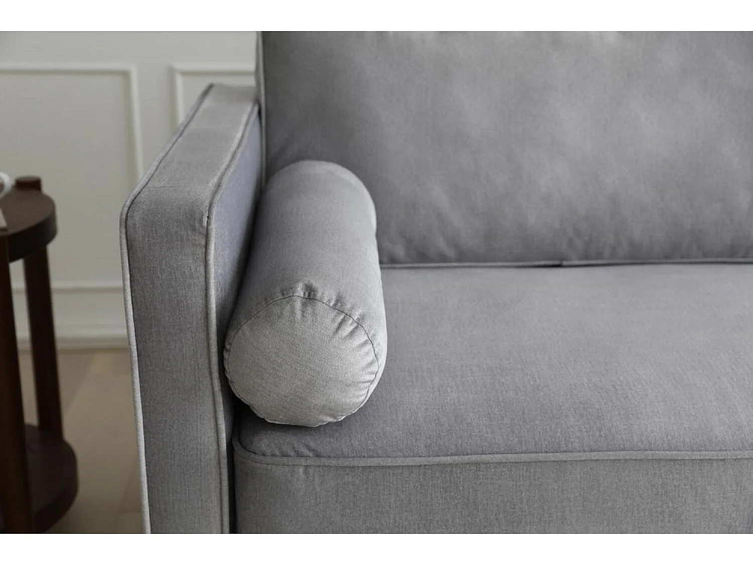 Canapé 3 places en velours gris clair NALHA