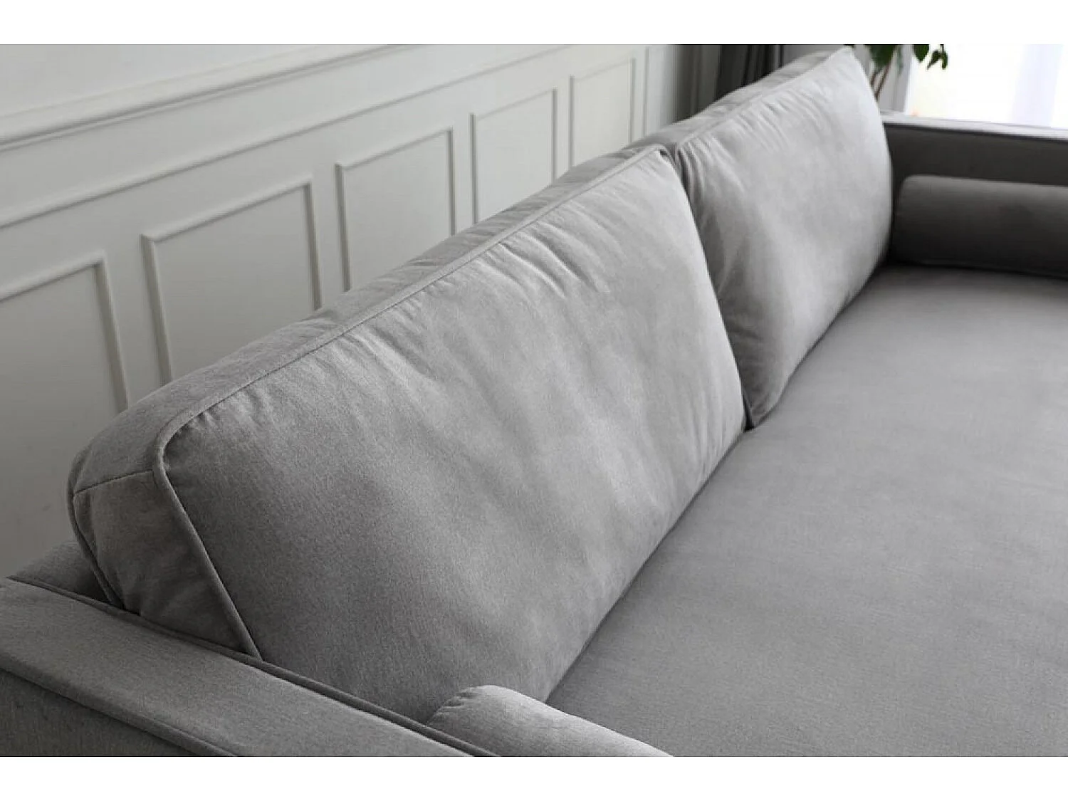 Canapé 3 places en velours gris clair NALHA