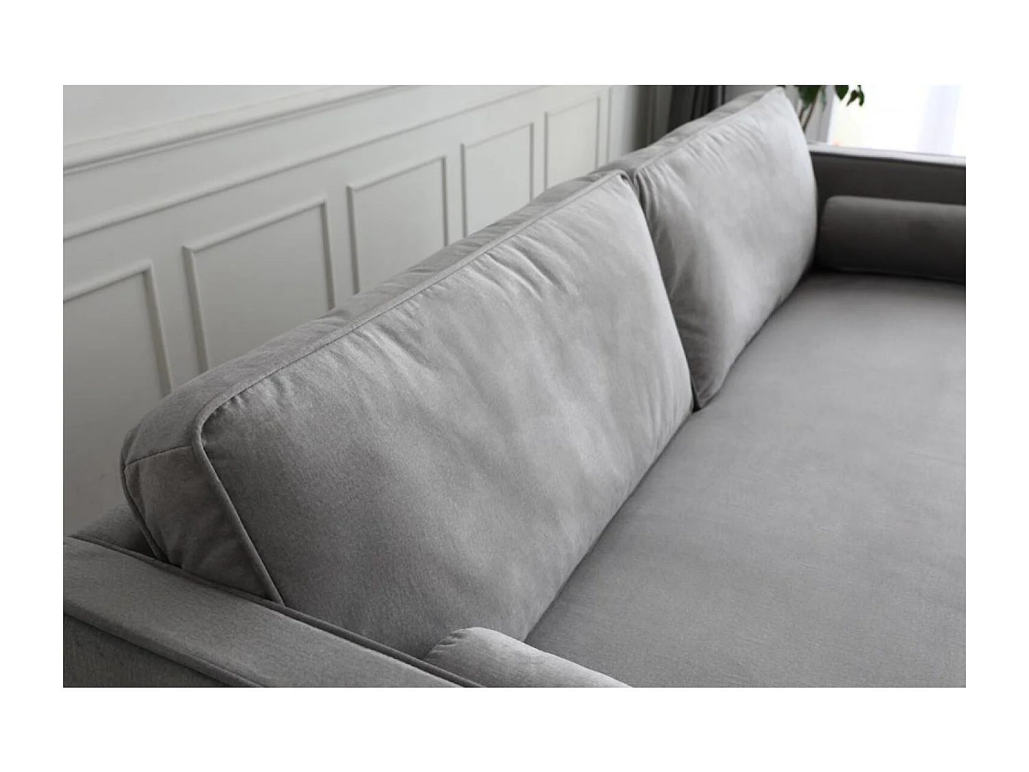 Divano 3 posti in velluto grigio chiaro NALHA