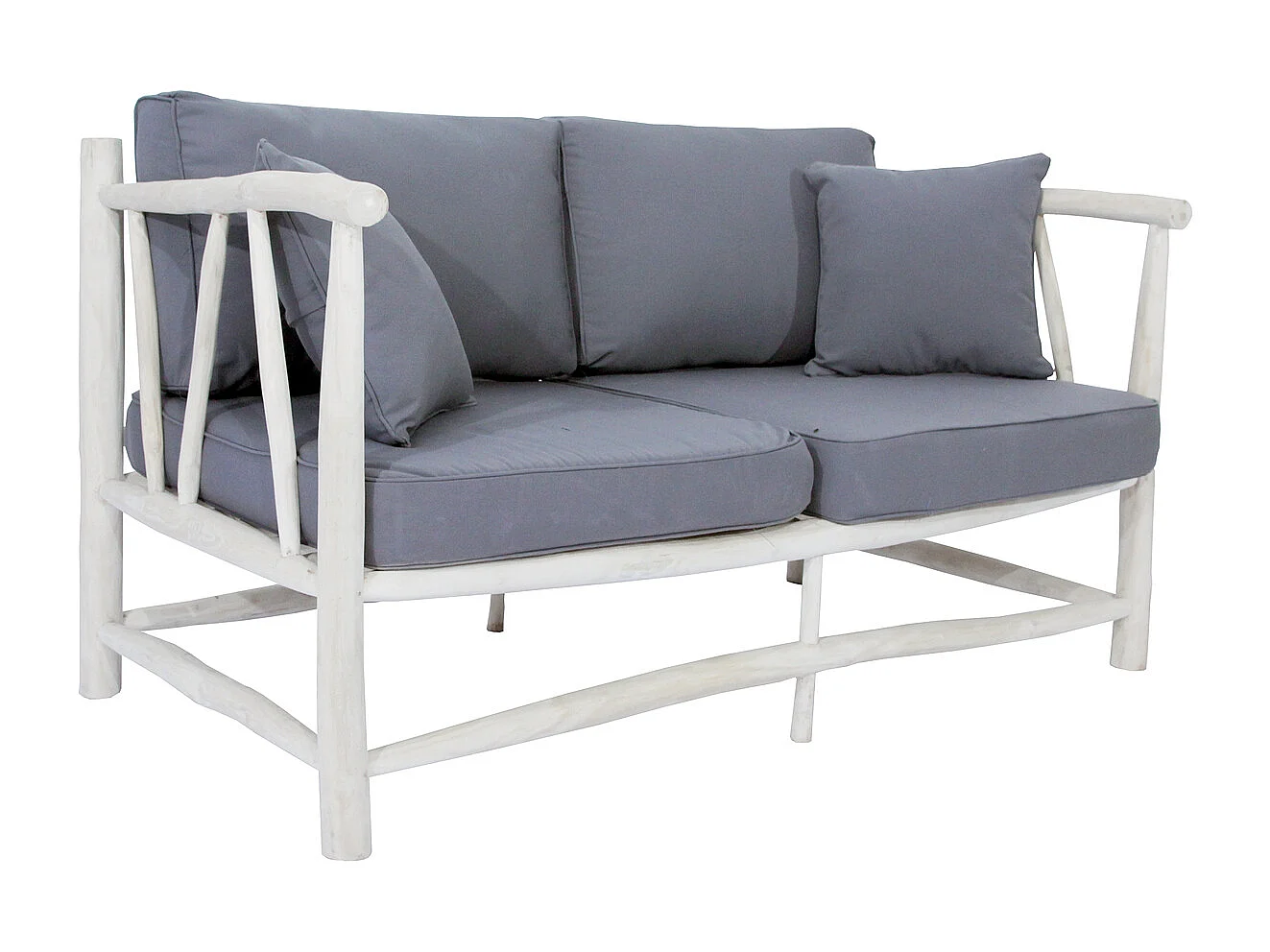 Fauteuil 2 personnes en teck avec coussin gris MOA