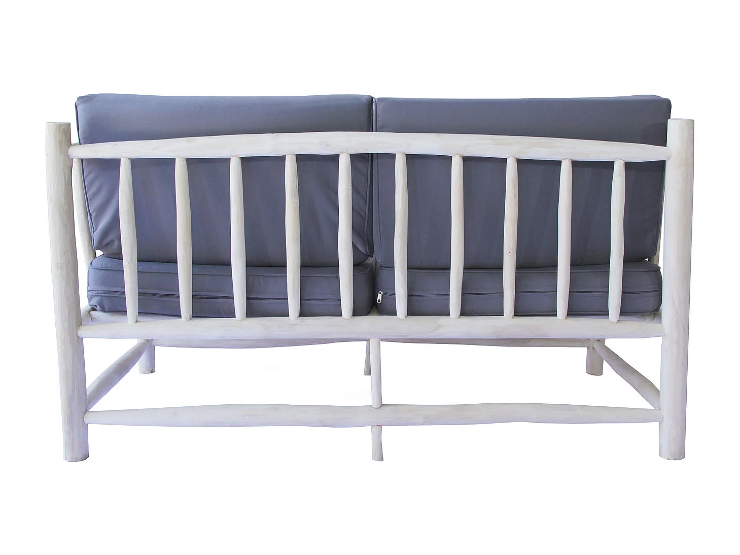 Fauteuil 2 personnes en teck avec coussin gris MOA