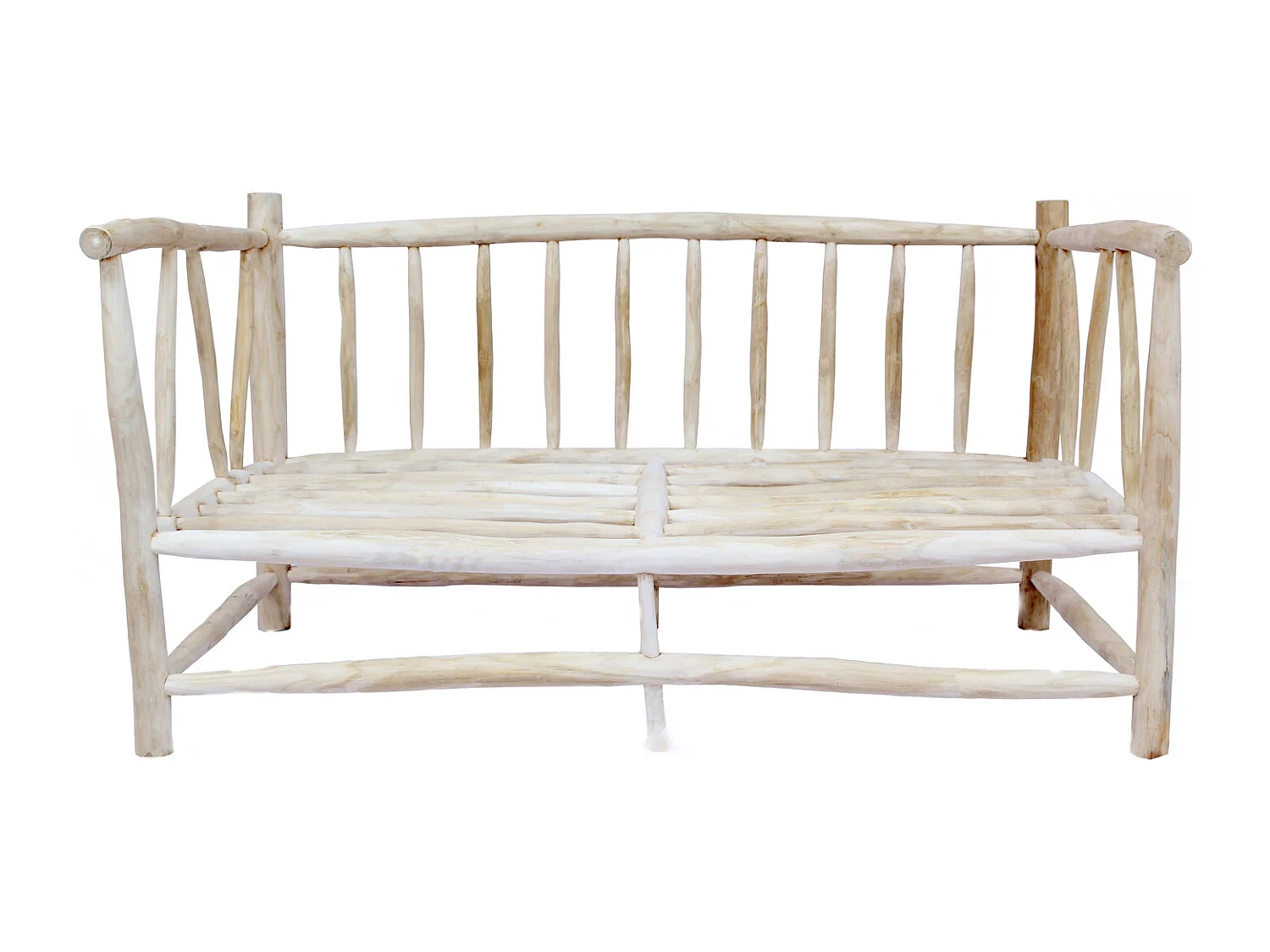 MOA - Fauteuil 2 personnes en teck avec coussin gris