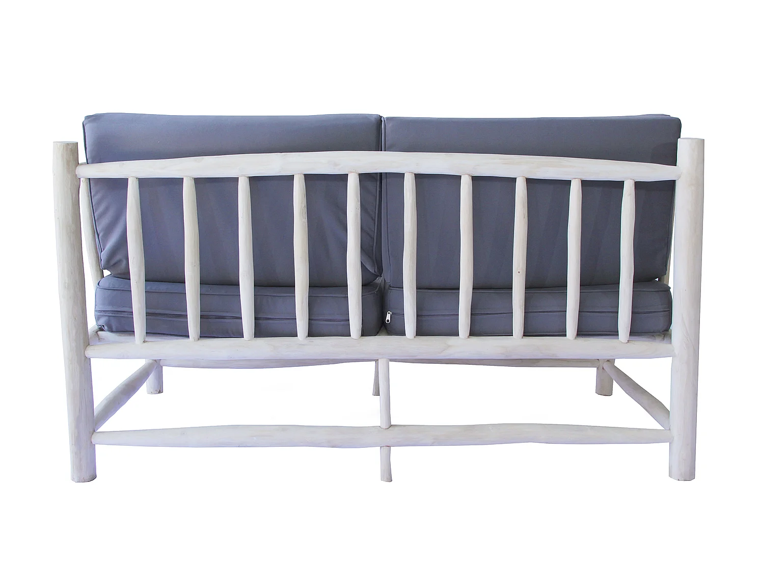 Fauteuil 2 personnes en teck avec coussin gris MOA
