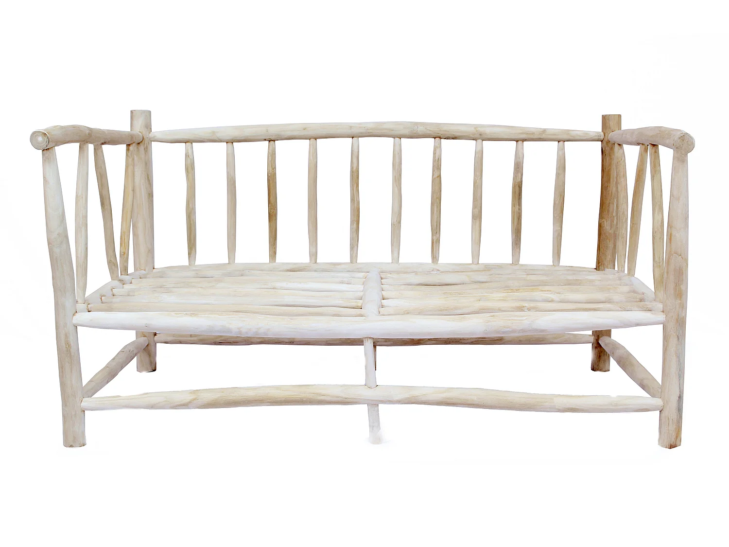Fauteuil 2 personnes en teck avec coussin gris MOA