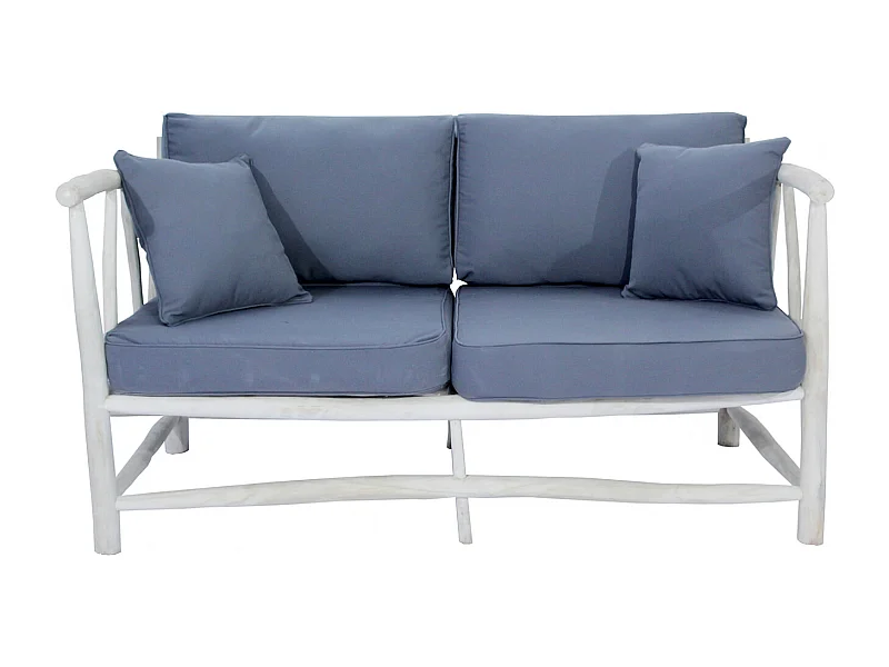 MOA - Fauteuil 2 personnes en teck avec coussin gris