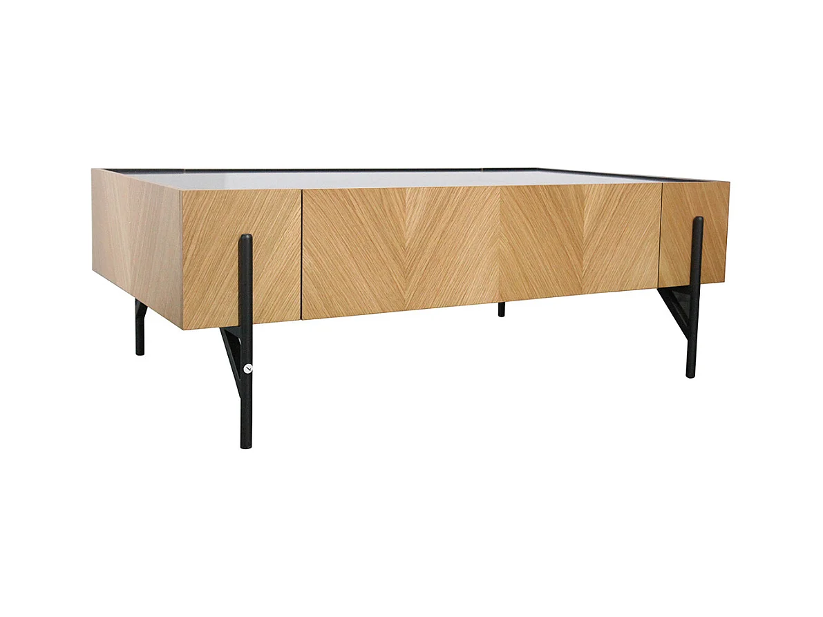 Mesa de centro de madera clara con 2 cajones grandes SEQUOIA