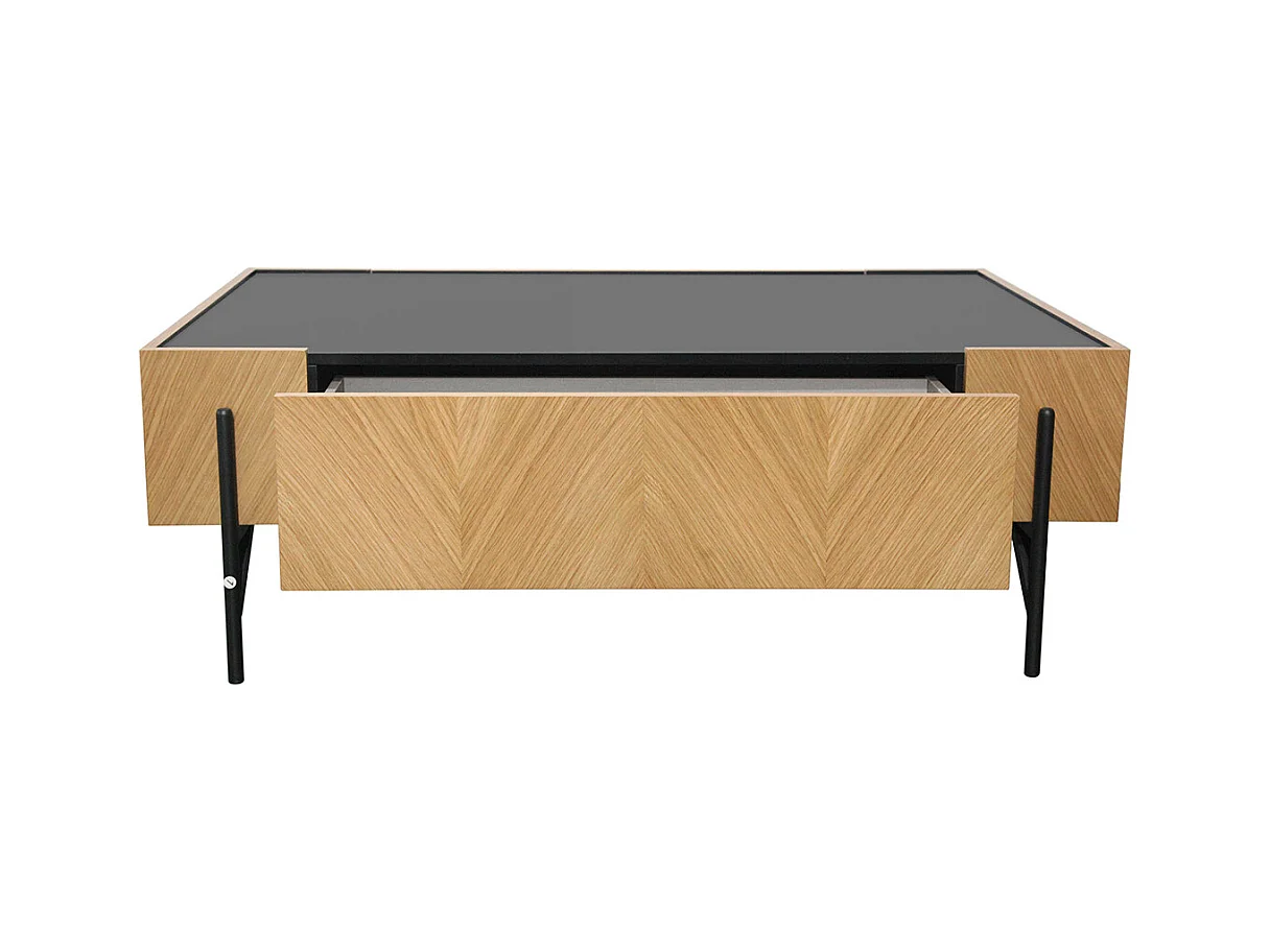 Mesa de centro de madera clara con 2 cajones grandes SEQUOIA