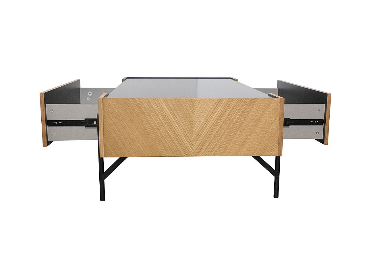 Mesa de centro de madera clara con 2 cajones grandes SEQUOIA