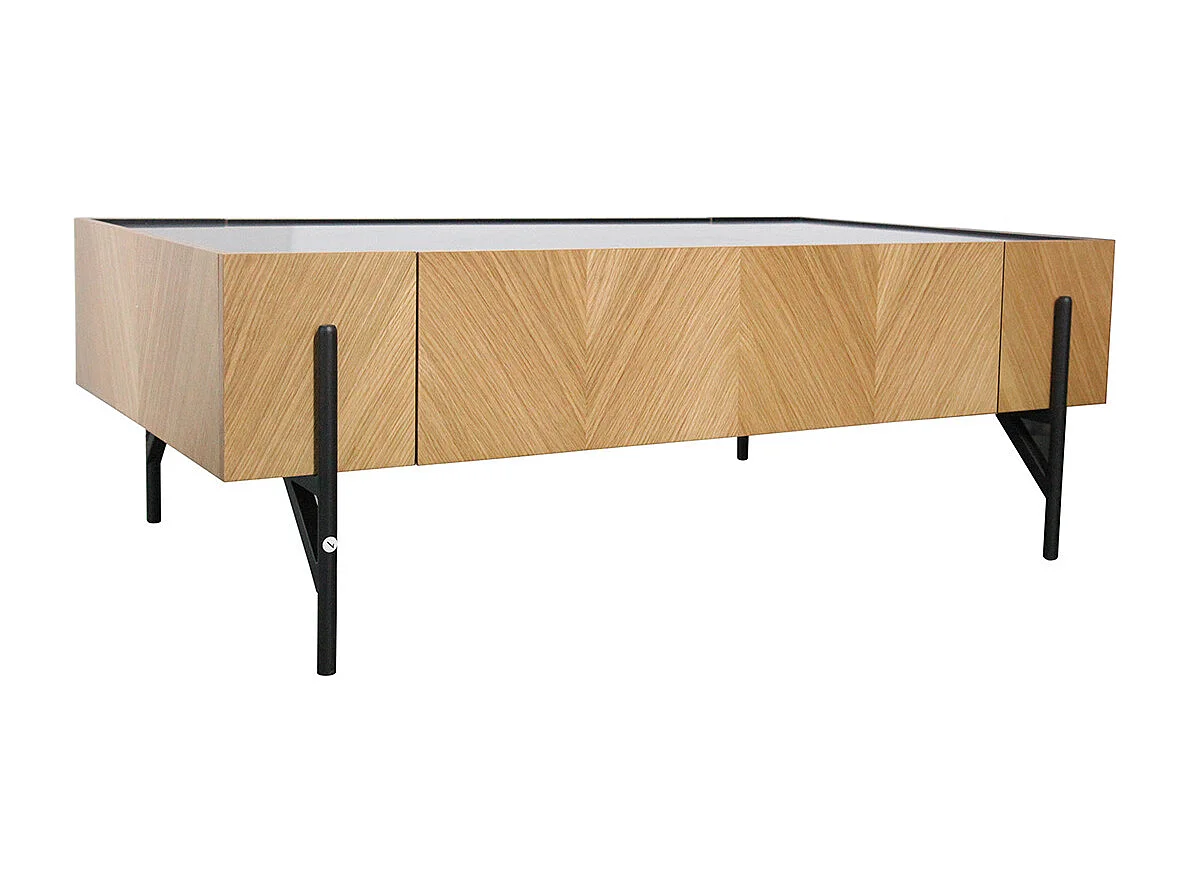 Table basse en bois clair avec 2 grands tiroirs SEQUOIA