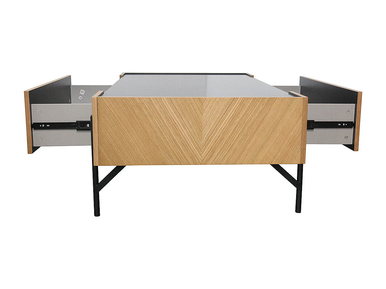 Table basse en bois clair avec 2 grands tiroirs SEQUOIA