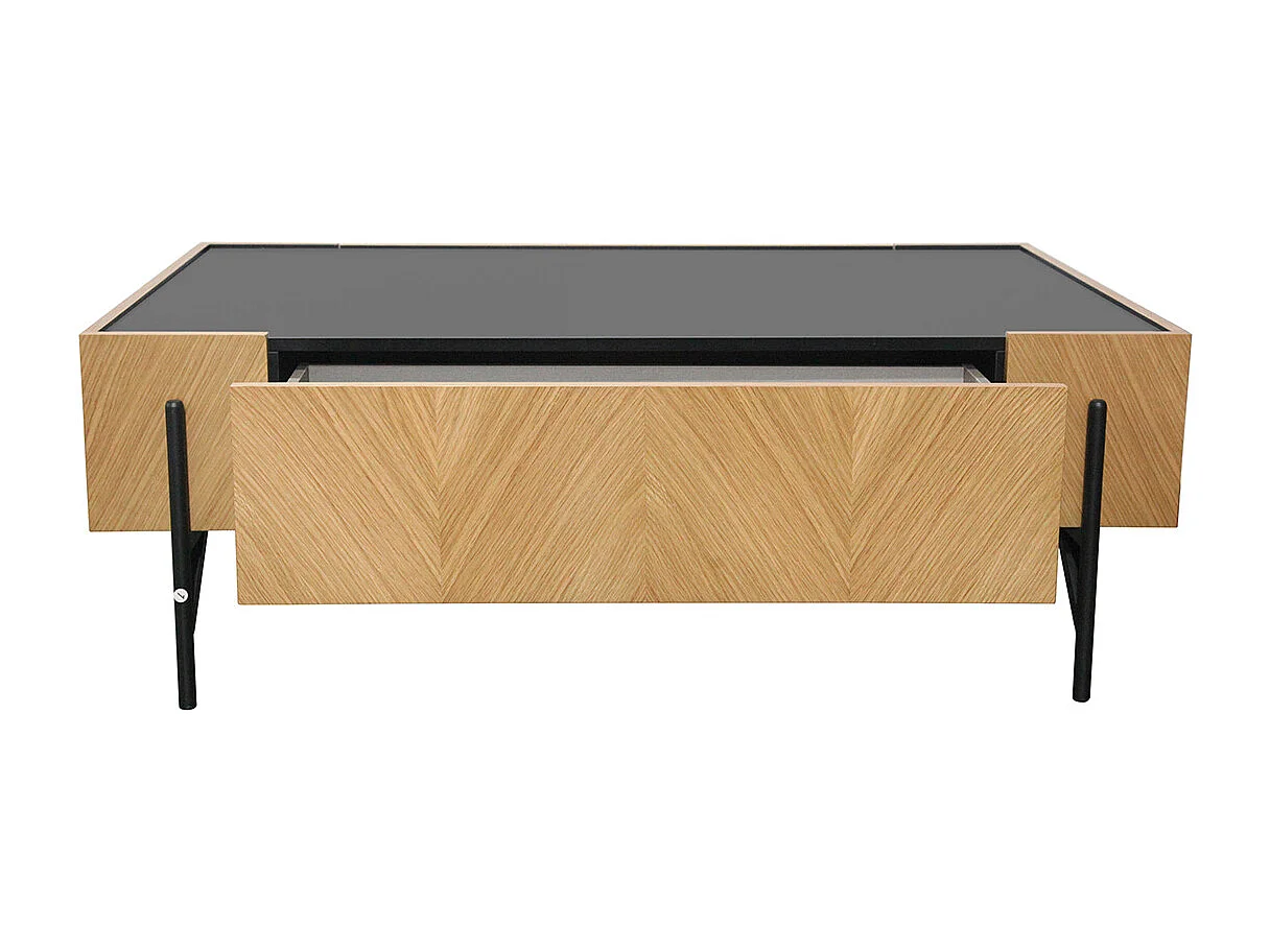 Table basse en bois clair avec 2 grands tiroirs SEQUOIA