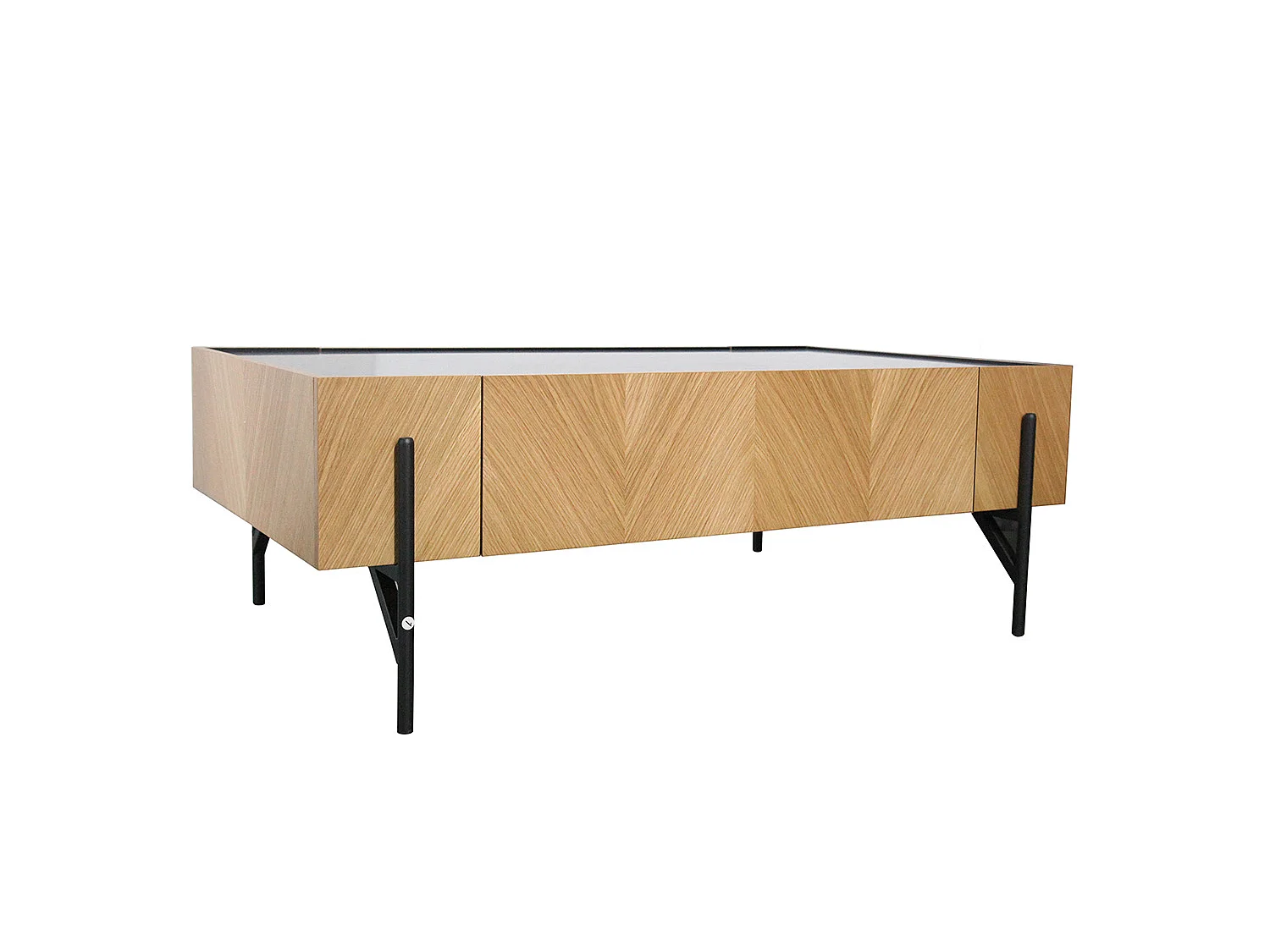 Table basse en bois clair avec 2 grands tiroirs SEQUOIA