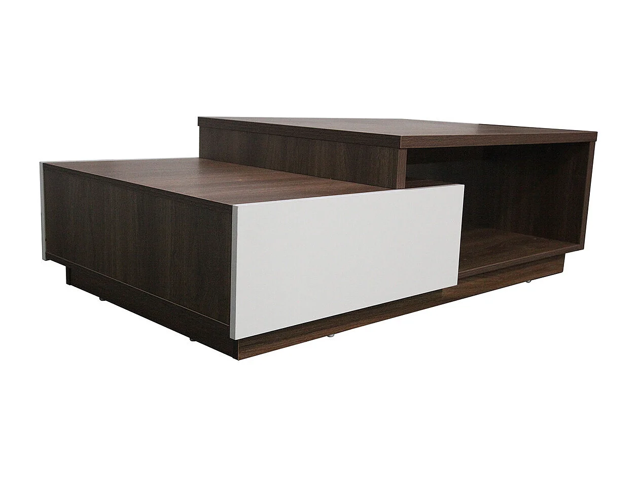 Mesa de centro de madera oscura y cajones blancos MONTREAL