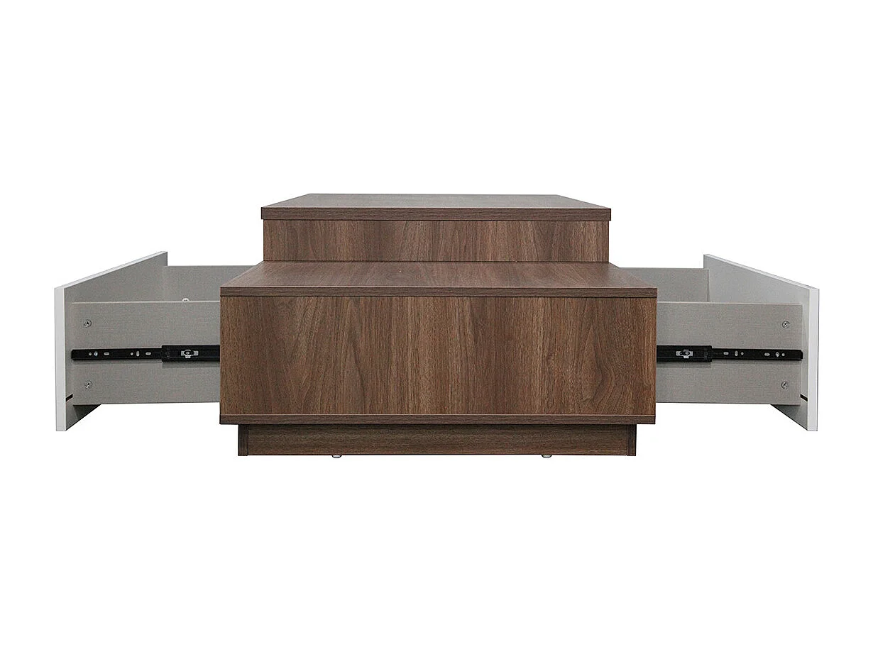 Mesa de centro de madera oscura y cajones blancos MONTREAL