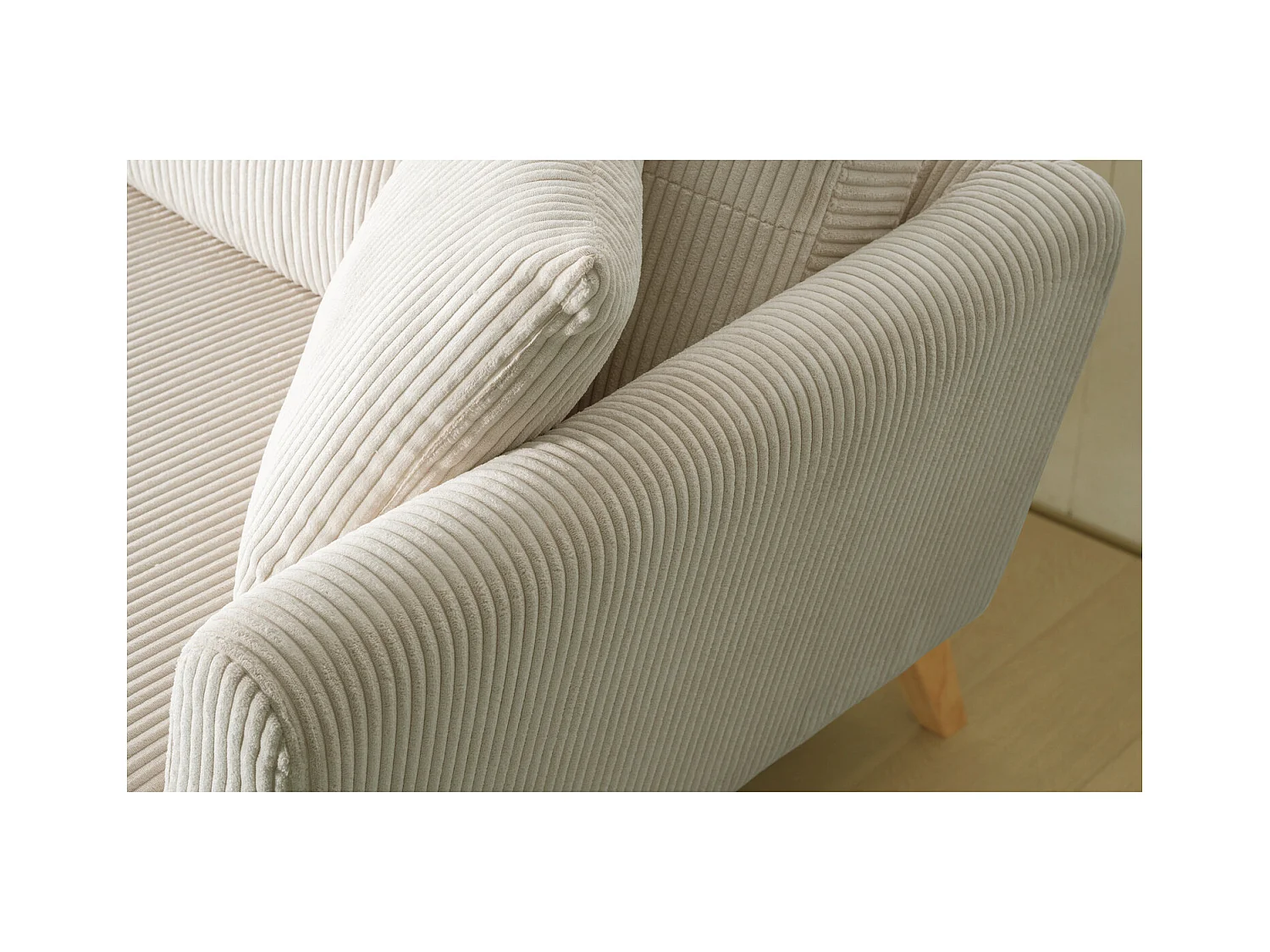 Canapé scandinave 3 places velours côtelé beige HOGA