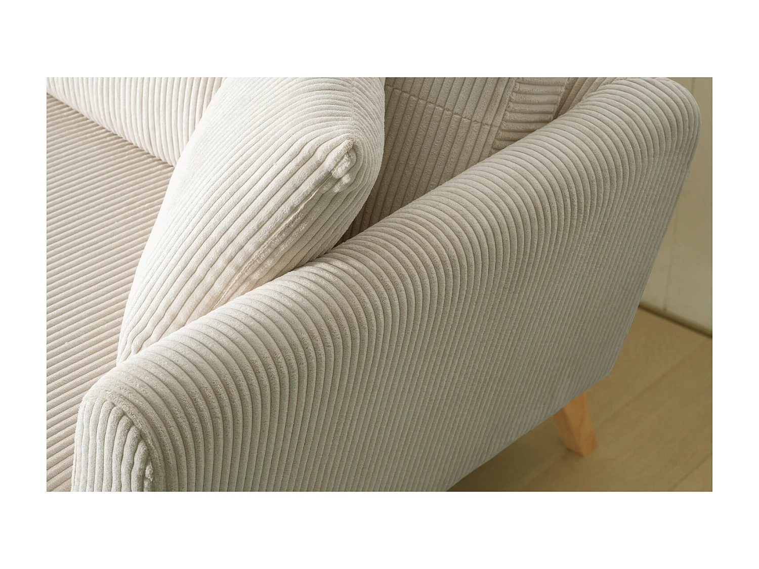 Canapé 3 places scandinave velours côtelé beige HOGA