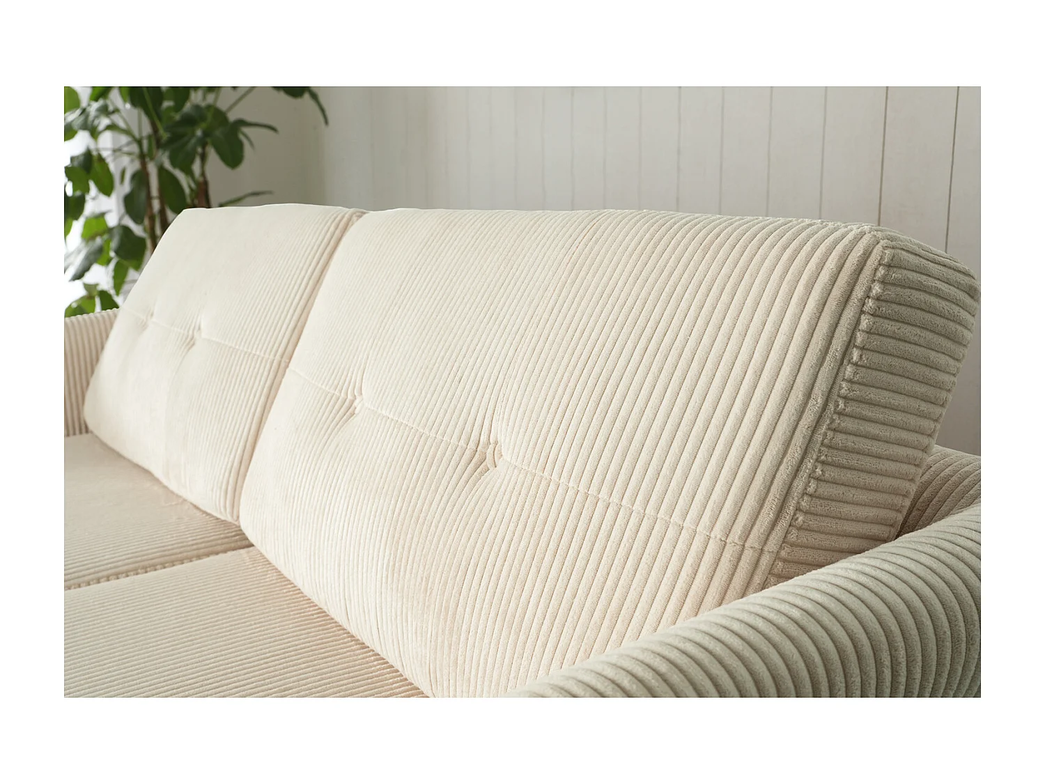 Canapé 3 places scandinave velours côtelé beige HOGA