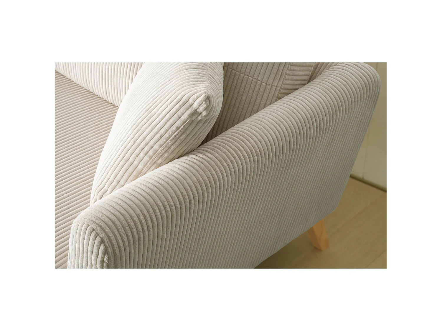 Divano scandinavo 3 posti velluto a coste beige HOGA