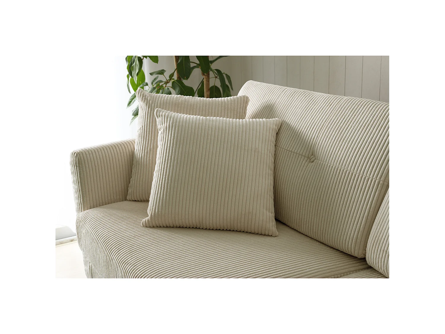 Divano scandinavo 3 posti velluto a coste beige HOGA