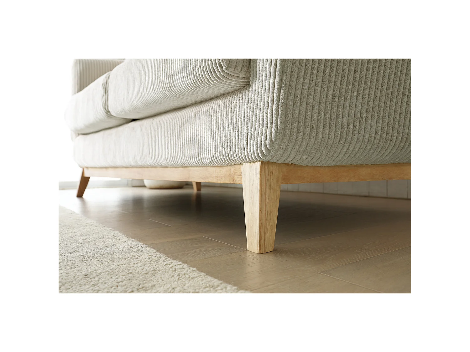 Divano scandinavo 3 posti velluto a coste beige HOGA