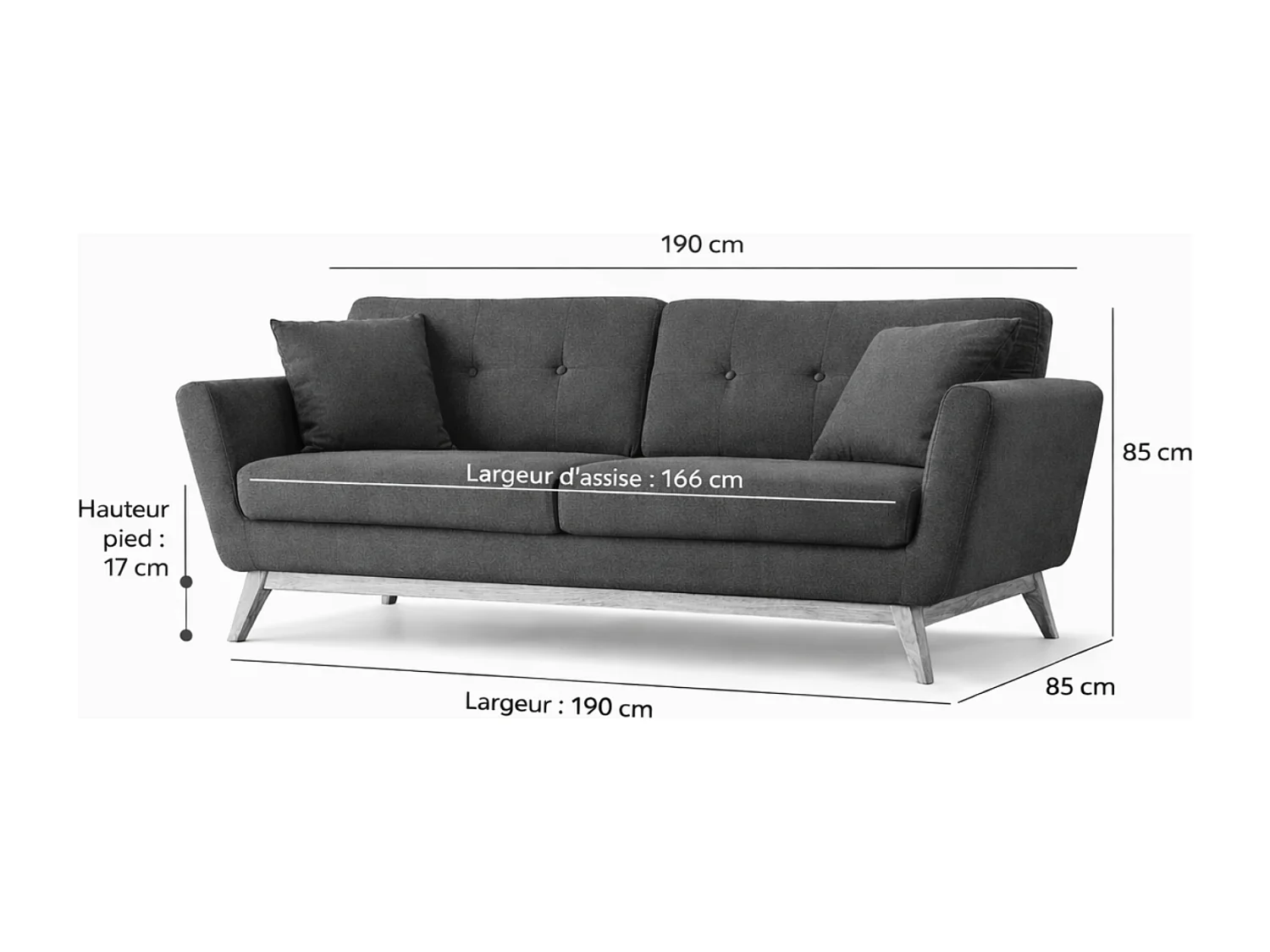 Skandinavisches 3-Sitzer-Sofa aus beigeem Cordvelours HOGA
