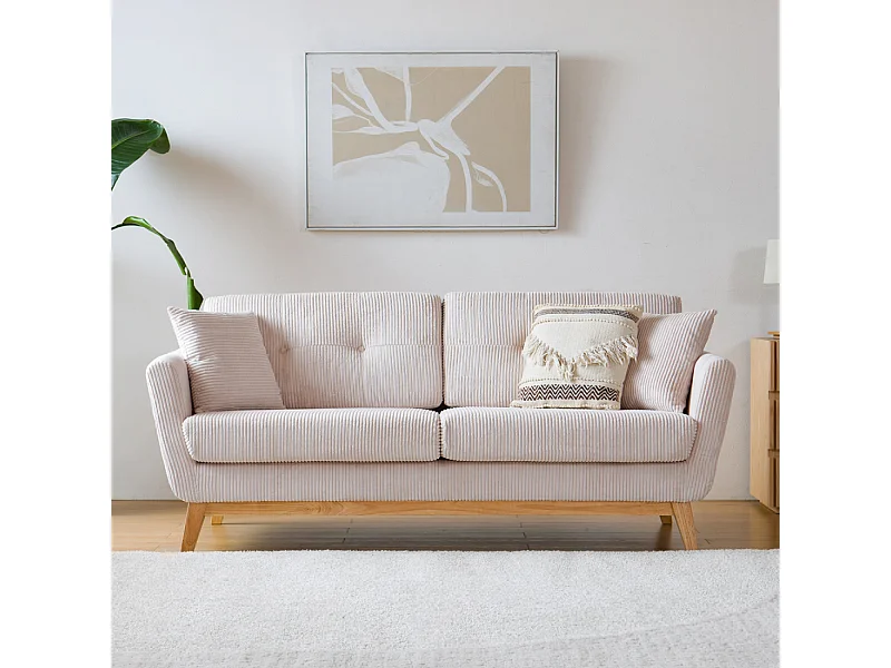 Skandinavisches 3-Sitzer-Sofa aus beigeem Cordvelours HOGA