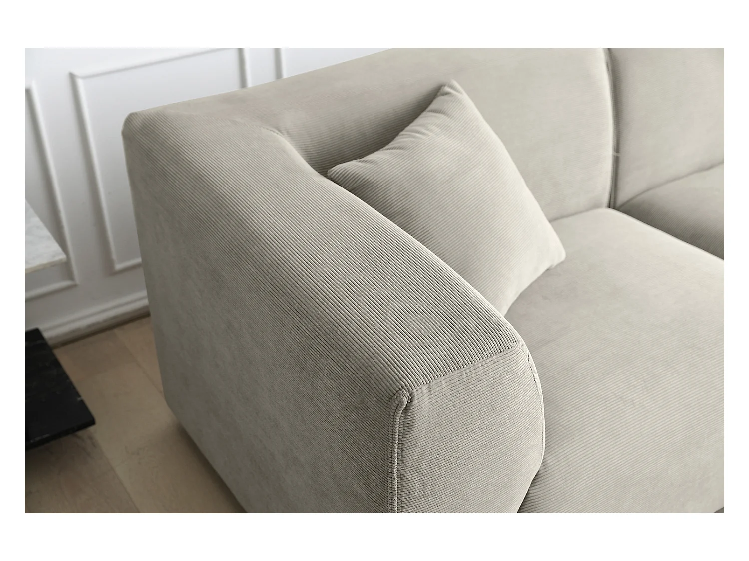 Modulsofa 3-Sitzer + 1 Hocker Cord hellgrau MONROE