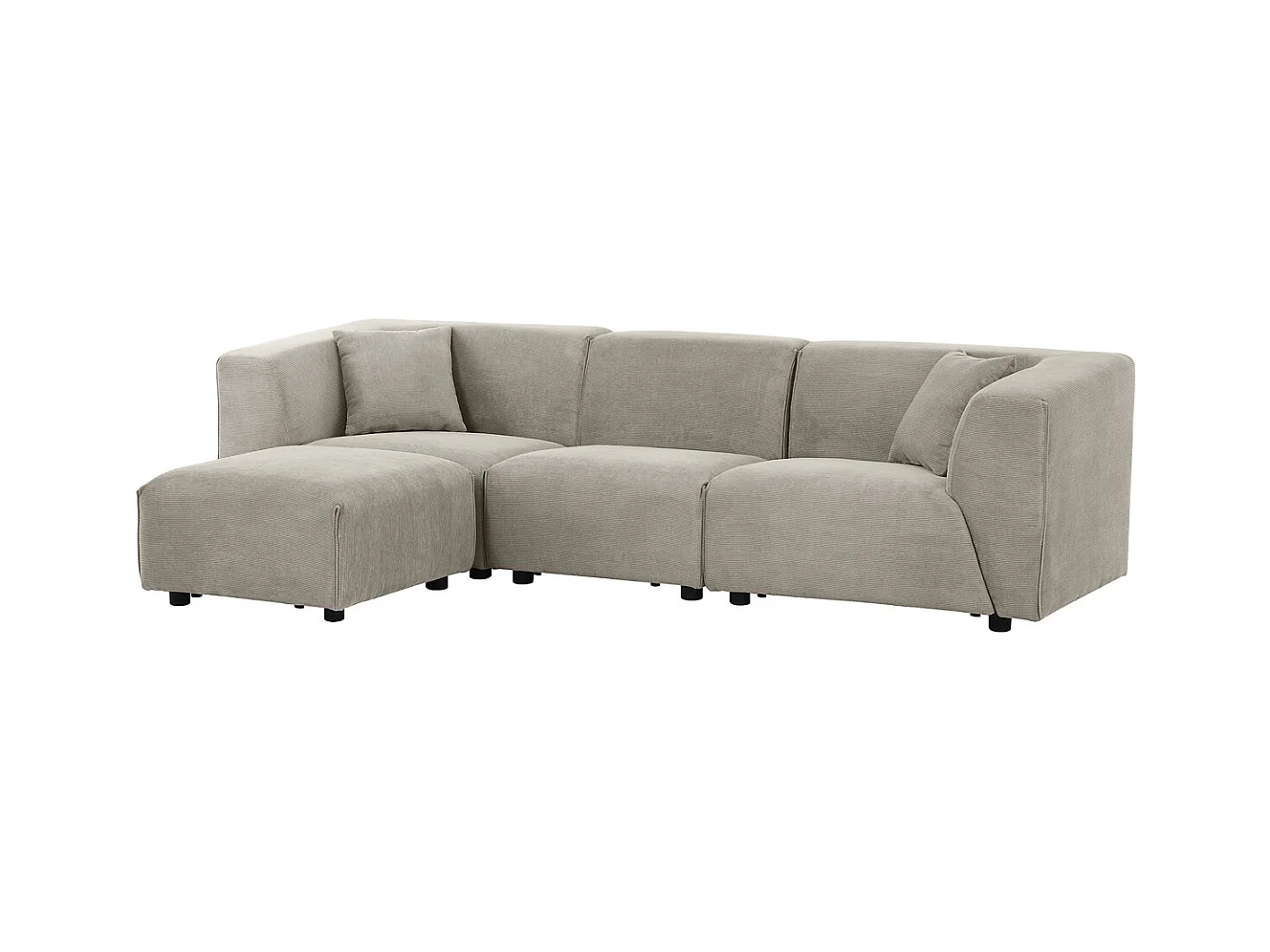 Modulsofa 3-Sitzer + 1 Hocker Cord hellgrau MONROE
