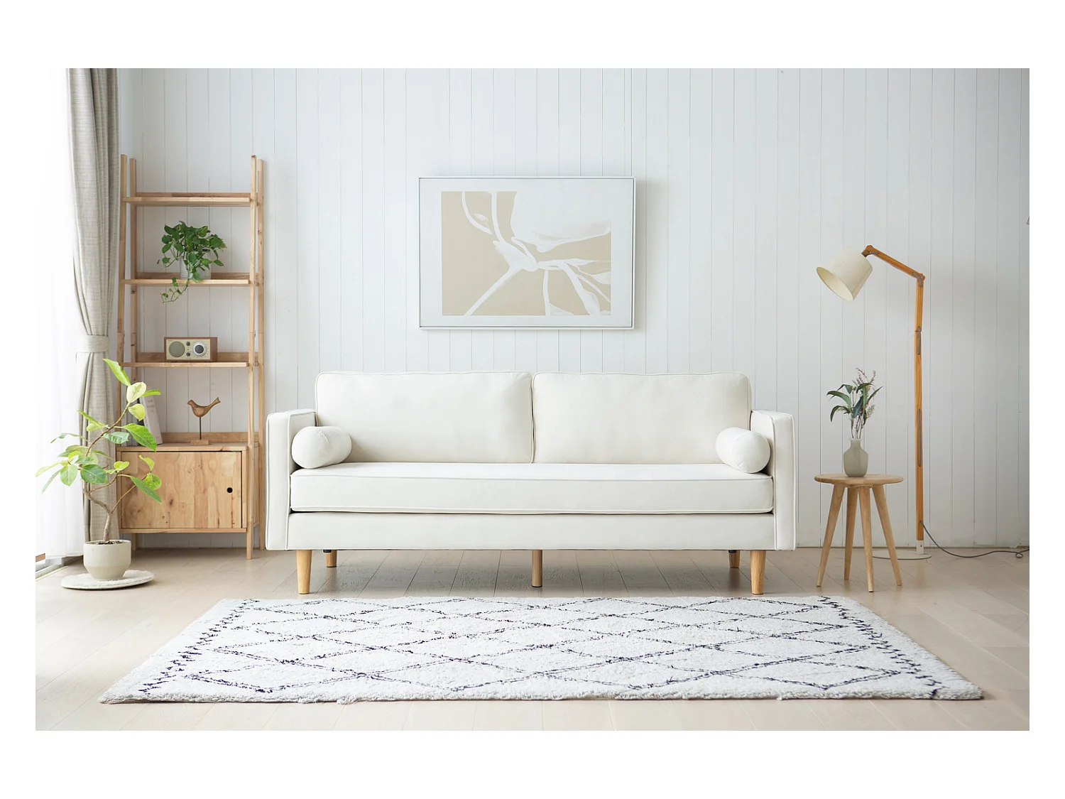 Canapé 3 places design en velours beige STAN