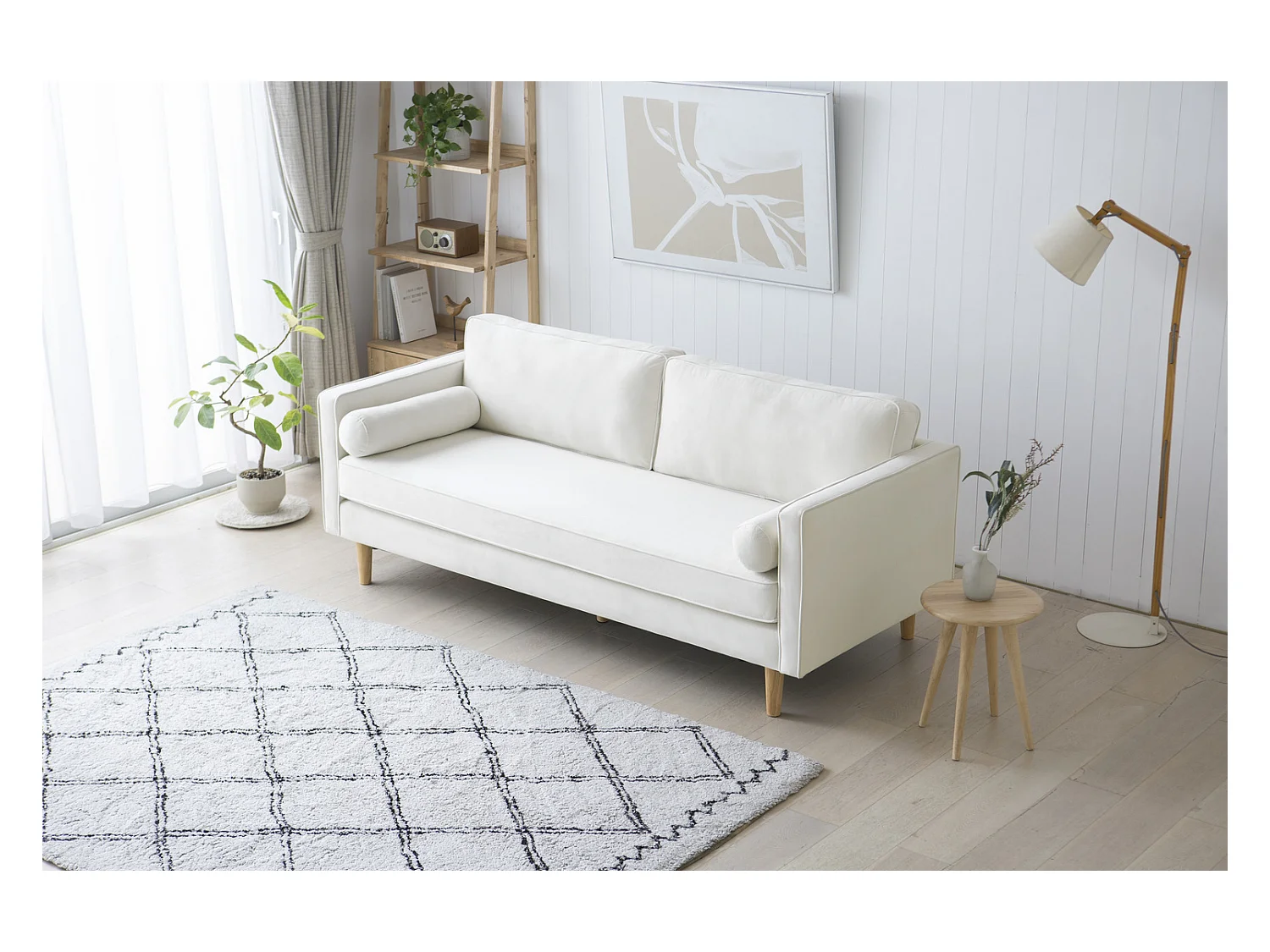 Canapé 3 places design en velours beige STAN