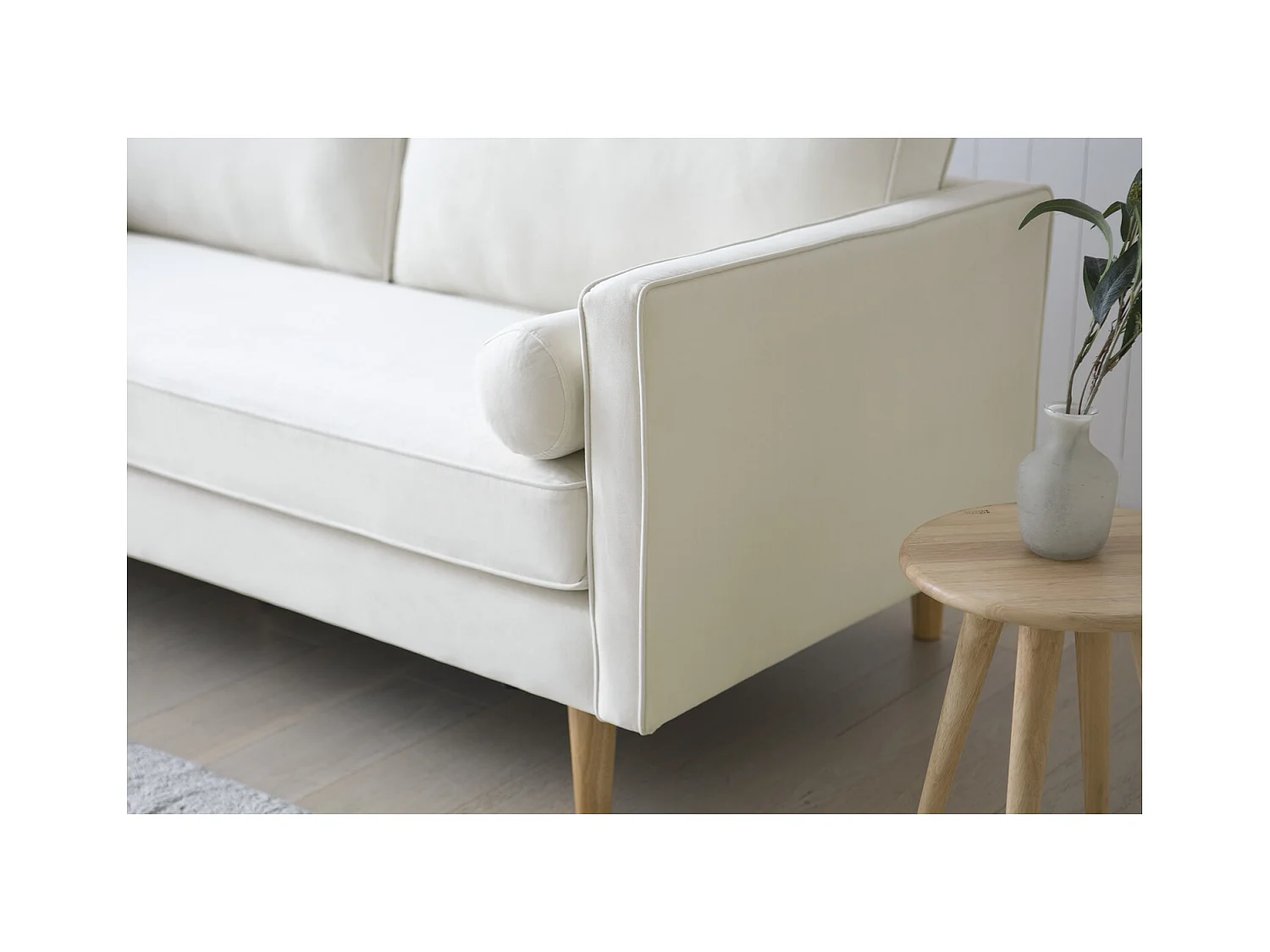 Canapé 3 places design en velours beige STAN