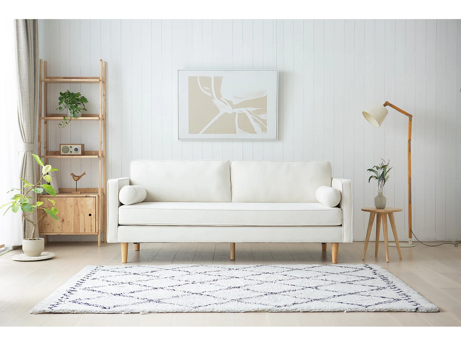 Canapé 3 places design en velours beige STAN