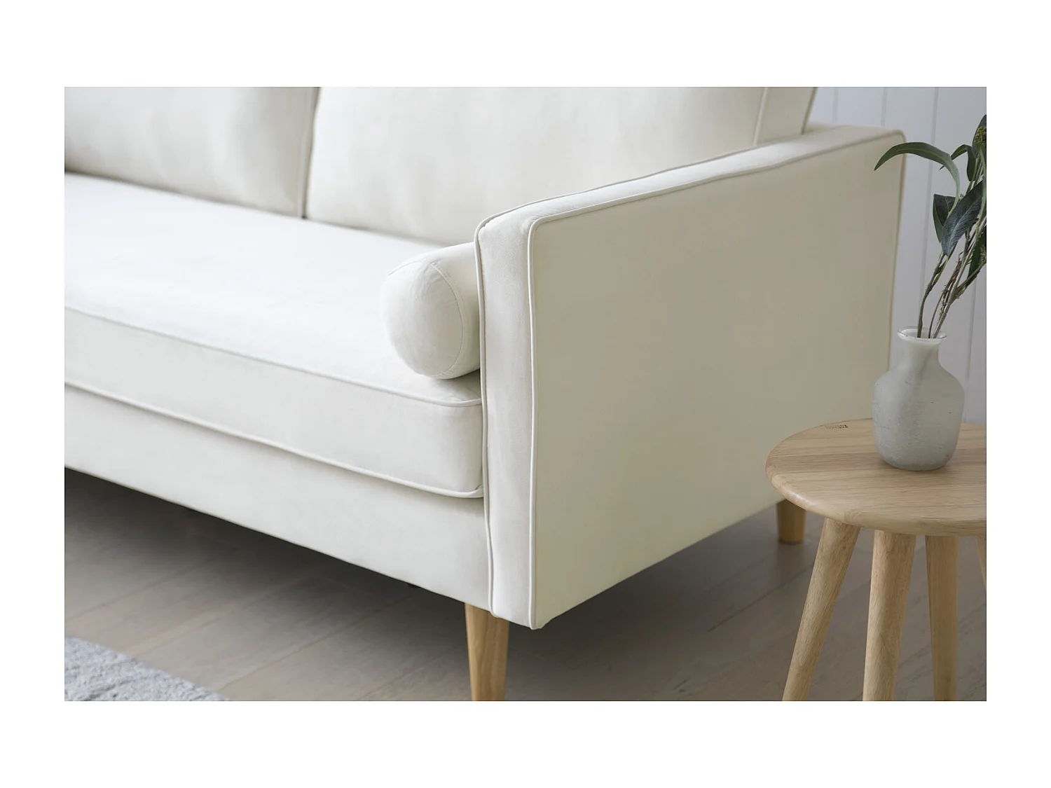 Canapé 3 places design en velours beige STAN