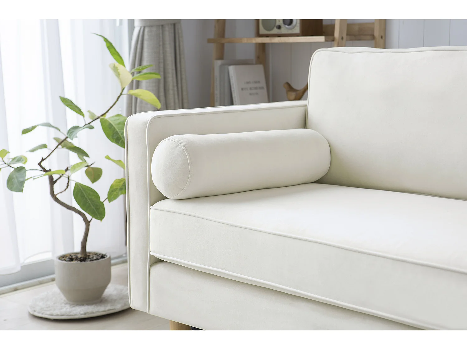 Canapé 3 places en velours beige STAN